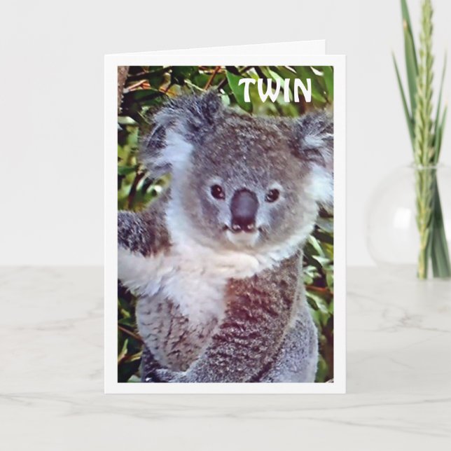 CARTE TWIN = "CARTE D'ANNIVERSAIRE DE KOALA CÉLÉBRE VOTR (Devant)