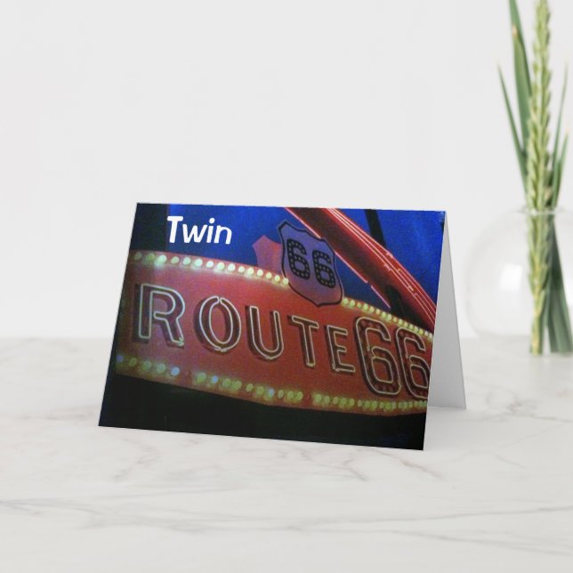CARTE TWIN EST CLASSIQUE, COMME RT 66 ! JOYEUX ANNIVERSA (Devant)