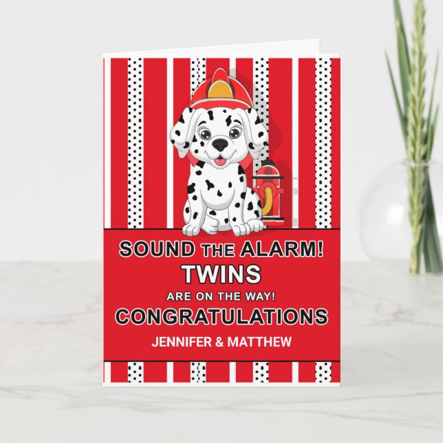 Carte Twin Félicitations Dalmatian Puppy Firehouse (Devant)