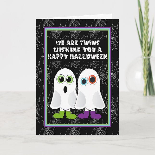Carte Twin Ghosts envoie des voeux d'Halloween (Devant)