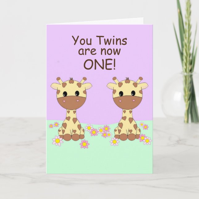 Carte Twin Girls 1st Birthday Card (Devant)
