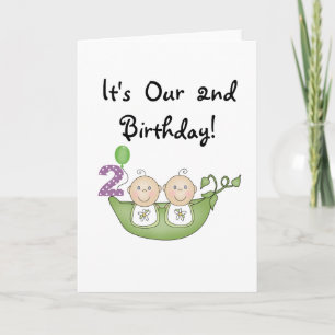 Carte Twin Peas in a Pod 2e Anniversaire T-shirts et cad