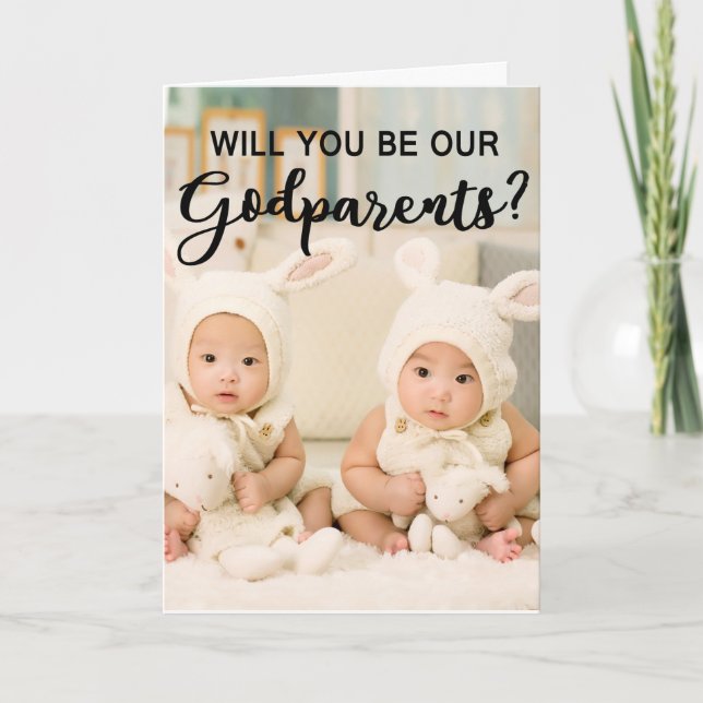Carte Twin Photo Godparents Proposition (Devant)