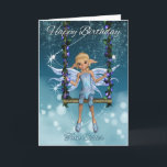 Carte Twin Sister Happy Birthday jolie fée sur swing<br><div class="desc">Douce Petite Fée Sur Sa Belle Flore</div>