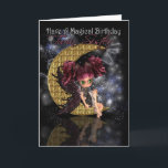 Carte Twin Sister Magique Anniversaire mignon petite lun<br><div class="desc">Twin Sister Magical Anniversaire mignonne petite fée de lune par moonlake</div>