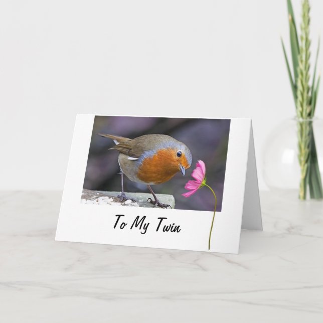 CARTE TWIN "TWEETING" YOU A HAPPY BANTHDAN (Devant)