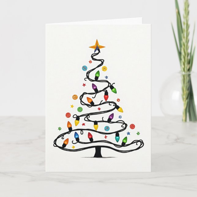 Carte Twinkle Lights Christmas Tree Card (Devant)