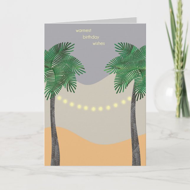 Carte Twinkle Lights Palm Tree Birthday (Devant)