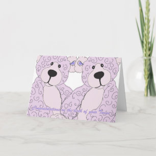 Carte Twins Félicitations Teddy Bear en rose