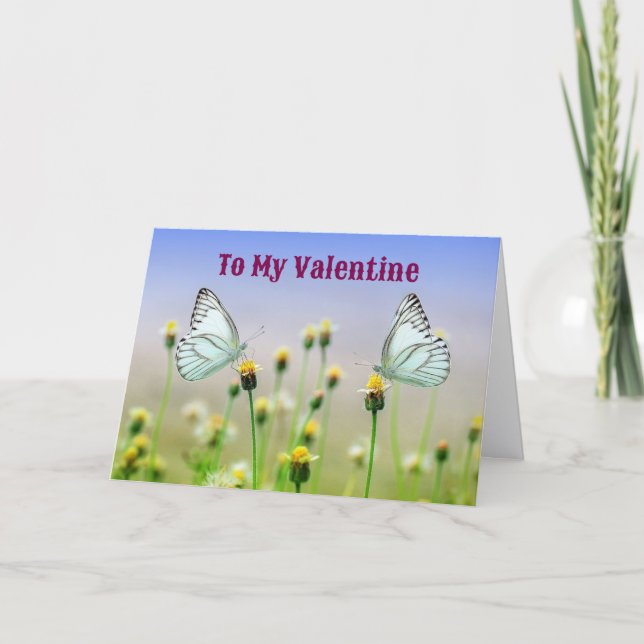 Carte Two Butterflies In A Garden Valentine Day Card (Devant)