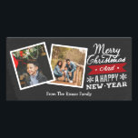 Carte Two Frame Merry Christmas Chalkboard Photo<br><div class="desc">Two framed Merry Christmas Chalkboard Photo Template themed Christmas and a happy new year - holiday cards from Ricaso - easy to personalize with your own photographs and greeting</div>