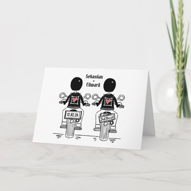Carte Two Grooms Biker Motorcycle Wedding (Devant)