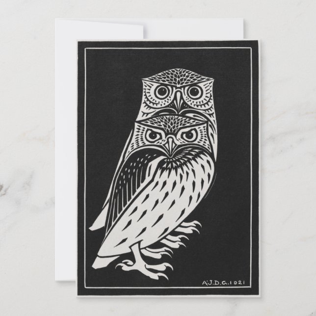 Carte Two Owls, illustration de Julie de Graag (Devant)