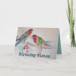 Carte Two Rosella Parrots Watercolour Birthday Card<br><div class="desc">Two Rosella Parrots Watercolour on a Branch Birthday Card. Designed from one of my original watercolour paintings,  enjoy!</div>