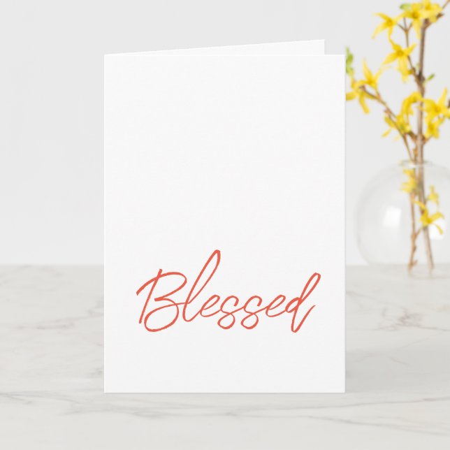 Carte Typographie BLESSED Foi Orange Reconnaissant Recon (Fleur jaune)
