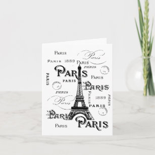 Carte Typographie Calligraphie Paris France Tour Eiffel