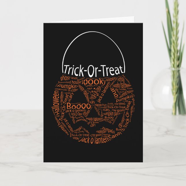 Carte Typographie Citrouille Halloween Orange Noir (Devant)
