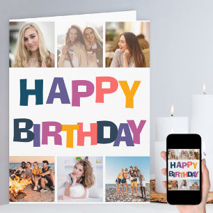 Carte Typographie Colorée 6 Collage de Photos Joyeux Ann
