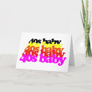 Carte Typographie Colorée Rétro pour Bébé des Années 40,