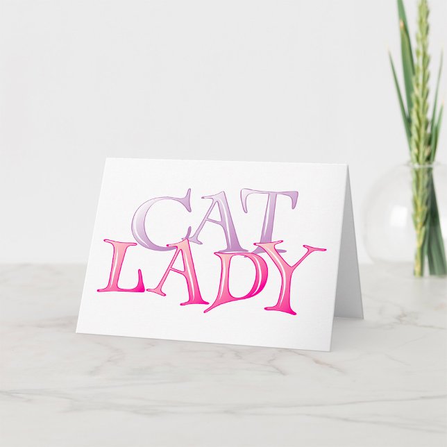 Carte Typographie de Dame aux Chats Rose Violet (Créateur téléchargé)