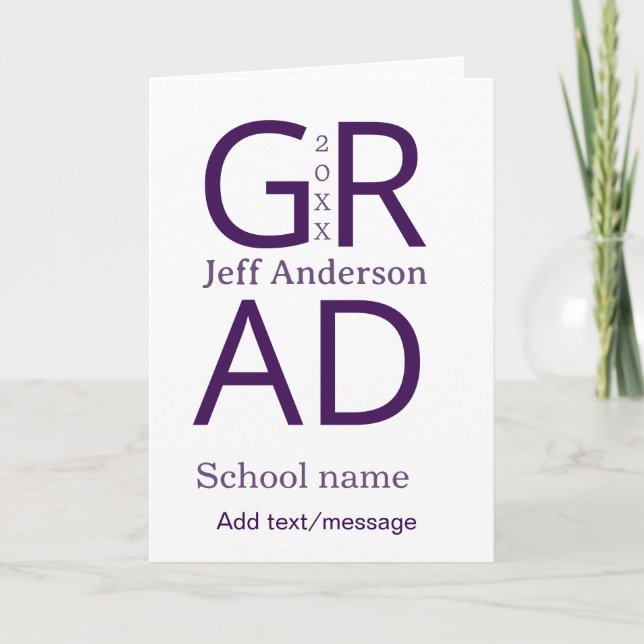 Carte Typographie de graduation moderne simple minimale  (Devant)