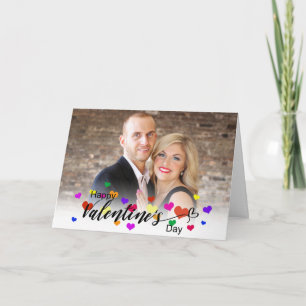 Carte Typographie de la Saint Valentin colorée Coeurs ph