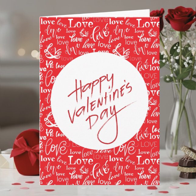 Carte Typographie de l'amour rouge et blanc Joyeuse Sain (Créateur téléchargé)
