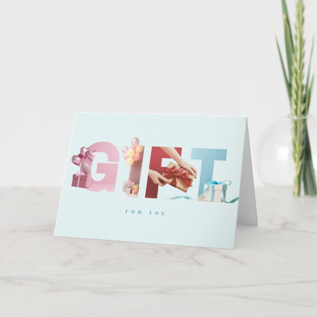 Carte Typographie de photo d'anniversaire Cadeau Bleu Do (Devant)