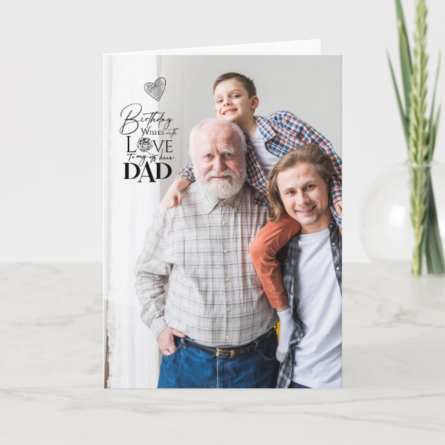 Carte Typographie de photo d'anniversaire de papa minima (Devant)