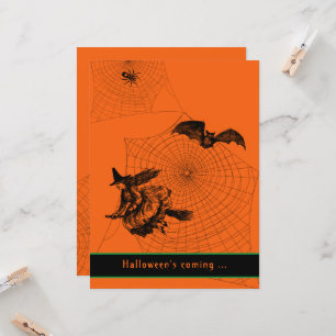 Carte Typographie d'Halloween Araignée de chauve-souris