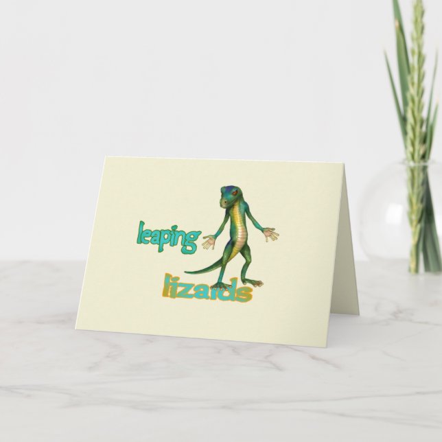 Carte Typographie du Cute Green Gecko Leaping Lizards (Devant)