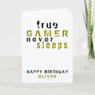 Carte Typographie du vrai gamer Jeu de garçon Anniversai