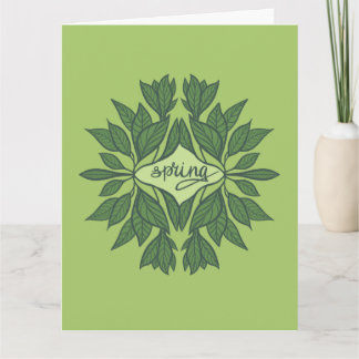 Carte Typographie esthétique Feuille du printemps vert