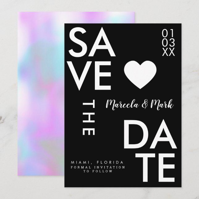 Carte Typographie moderne Bonbons Abstrait Sauvez Les Da (Devant / Derrière)