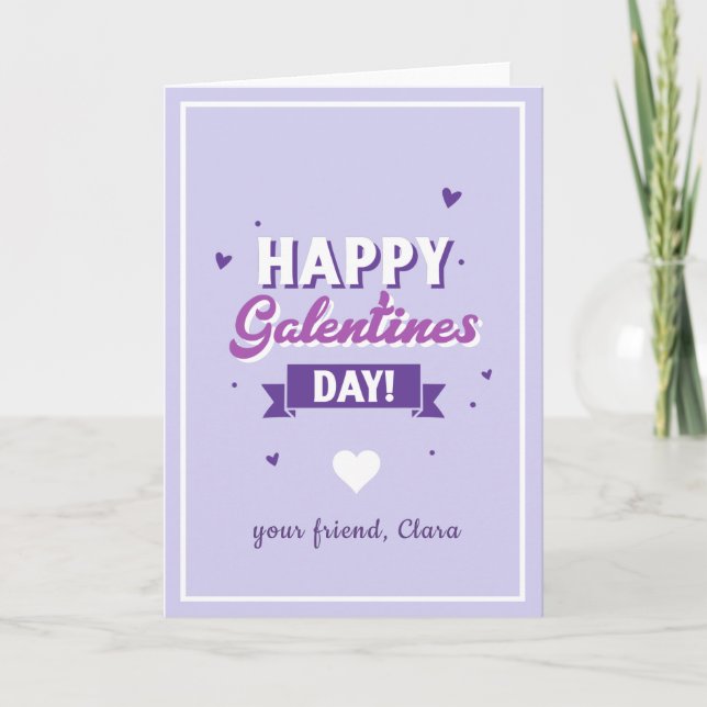 Carte Typographie moderne Galentine's Day Friend Purple (Devant)