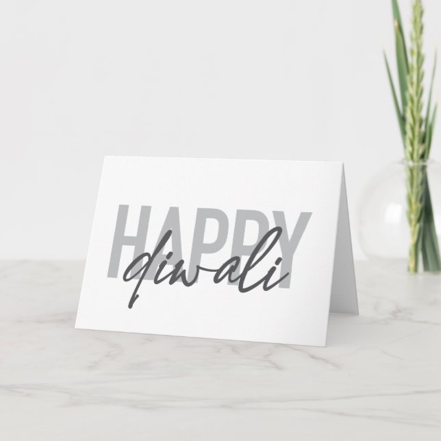 Carte Typographie moderne, simple et cool Joyeux Diwali (Devant)