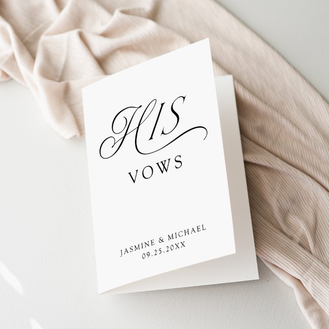 Carte Typographie Noire Élégante Moderne Ses Vows Mariag (Créateur téléchargé)