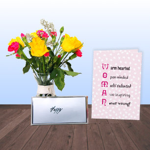 Carte Typographie romantique FEMME cœurs rose