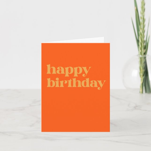 Carte Typographie simple Anniversaire orange et jaune (Devant)