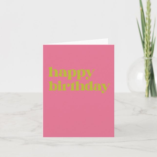Carte Typographie simple Pink and Lime Green Anniversair (Devant)