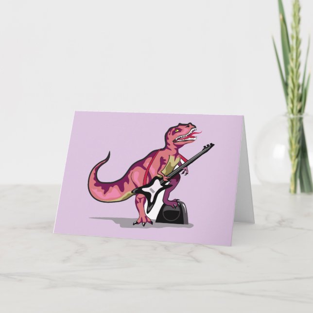 Carte Tyrannosaurus Rex Jouant La Guitare. (Devant)