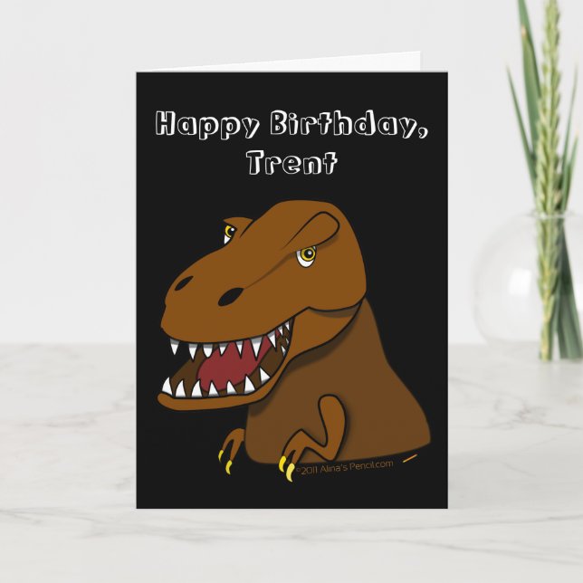 Carte Tyrranosaurus Rex Anniversaire de enfant Nom perso (Devant)