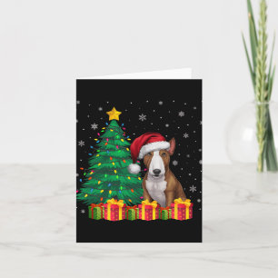 Carte Ugly Bull Terrier Santa Hat Noël Lumières Chien L