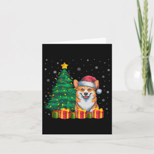 Carte Ugly Corgi Santa Hat lumières de Noël Amoureux des