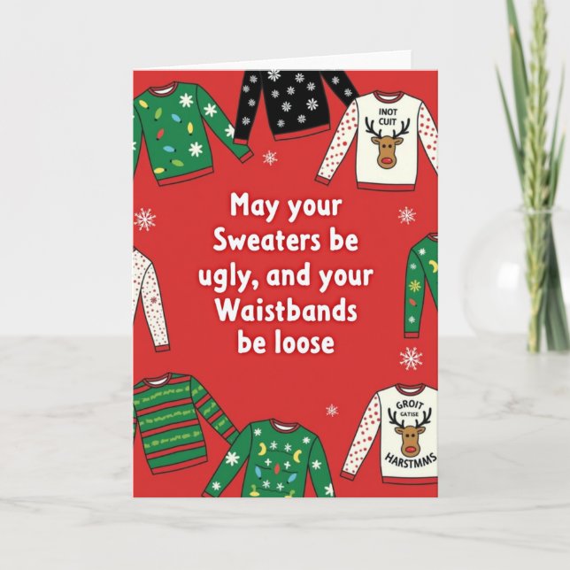 Carte Ugly Sweaters Loose Waistbands Funny Christmas (Devant)