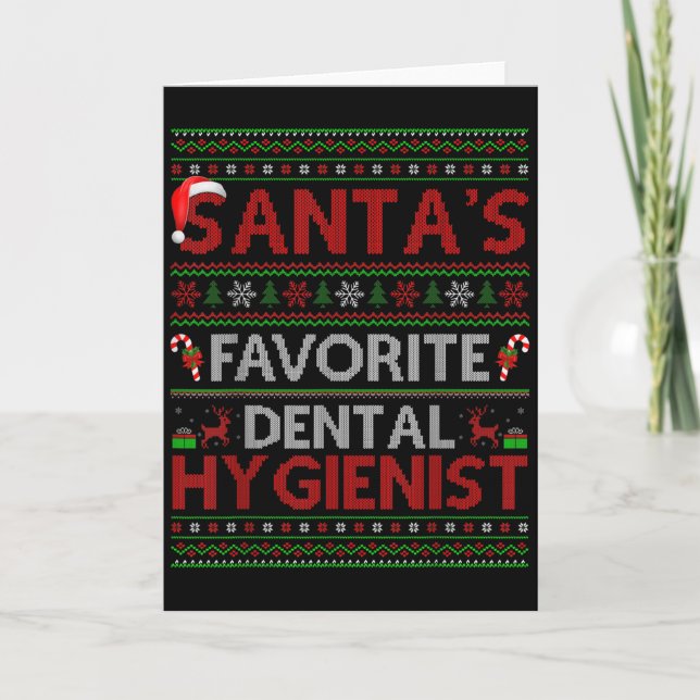 Carte Ugly Xmas Santa's Favorite Dental Hygienist Christ (Devant)