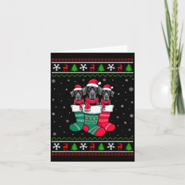 Carte Ugly Xmas Sweater Great Dane Dog In Christmas Sock (Devant)