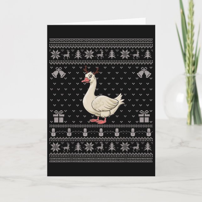 Carte Ugly Xmas Sweater Style Goose Reindeer Christmas  (Devant)