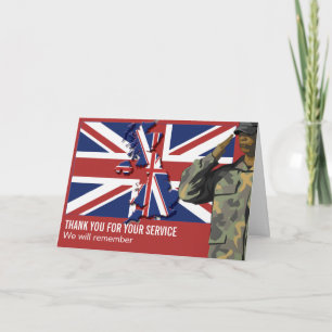 Carte UK Union Jack REEMBRANCE DAME Forces armées