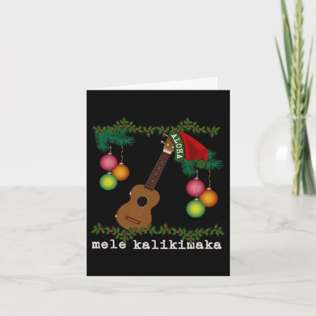 Carte Uke Mele Kalikimaka Ukulele Chansons de Noël Aloha (Devant)